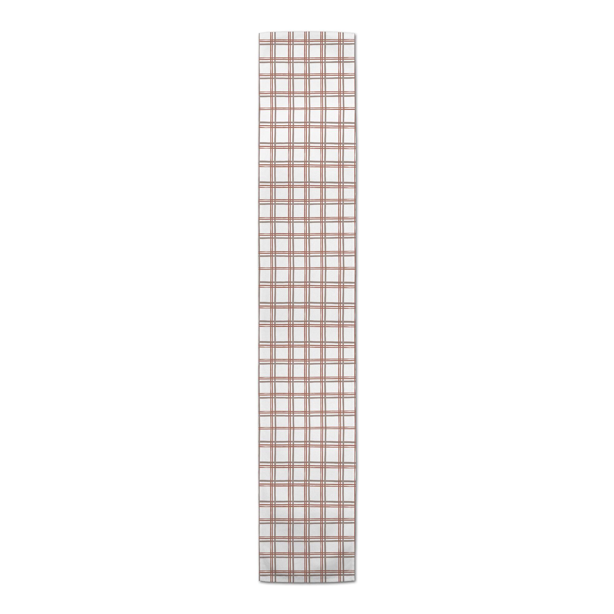 72" White & Red Holiday Plaid Cotton Twill Runner